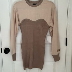 Herve Leger Beige and Taupe Knit corset dress
